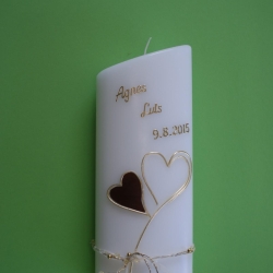 5024 Hochzeitskerze schräg mit Perlen