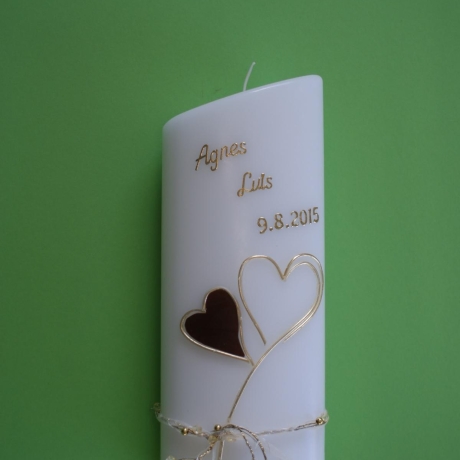 5024 Hochzeitskerze schräg mit Perlen