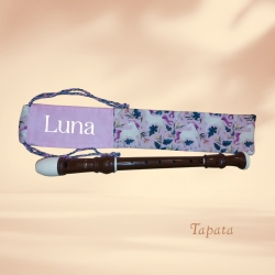 Flötentasche mit Namen, Flötenbeutel - Einhörner rosa
