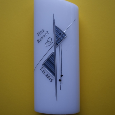 5027 Hochzeitskerze schräg modern edel