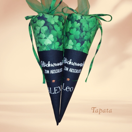 Abschlusstüte zum Schulabschluss - Kleeblatt personalisierbar