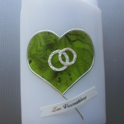 5032 Hochzeitskerze mit grünem Herz