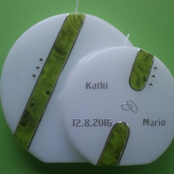 5034 Hochzeitskerze mit grünen Streifen