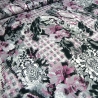 Stoff Viskose Jersey Blumen Abstrakt schwarz weiß grau flieder