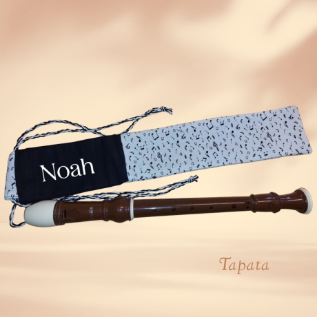 Flötentasche mit Namen, Flötenbeutel - Musik personalisierbar 