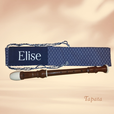 Flötentasche mit Namen, Flötenbeutel - Blau Blümchen