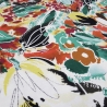 Stoff Viskose Jersey Blumen Abstrakt ecrú grün braun gelb rot