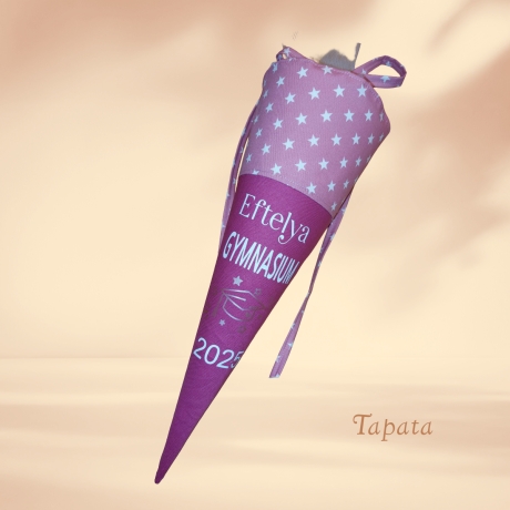 Schultüte Übertritt 5. Klasse - Altrosa Sterne personalisierbar