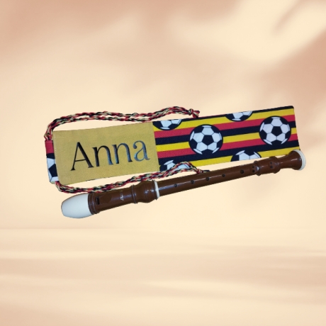 Flötentasche mit Namen, Flötenbeutel - Fußball