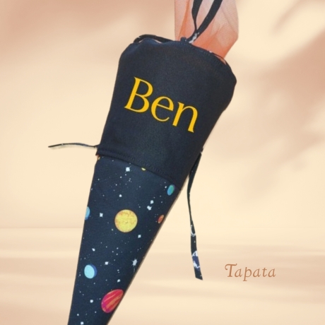 Kleine Schultüte mit Namen, Vorschultüte - Weltraum