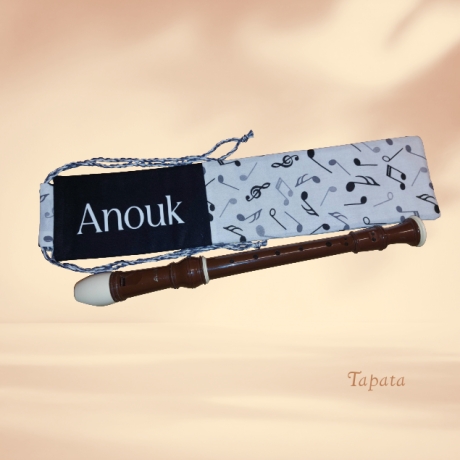 Flötentasche mit Namen, Flötenbeutel - Musik personalisierbar 