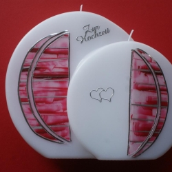 5043 Hochzeitskerze rot/silber