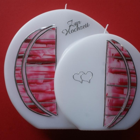 5043 Hochzeitskerze rot/silber