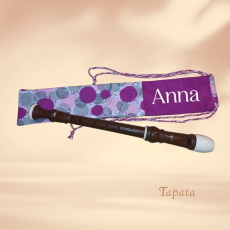 Flötentasche mit Namen, Flötenbeutel - Kreise rot