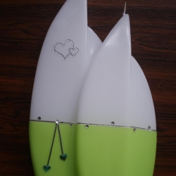 5046 Hochzeitskerze Doppelflamme mit Herzchen