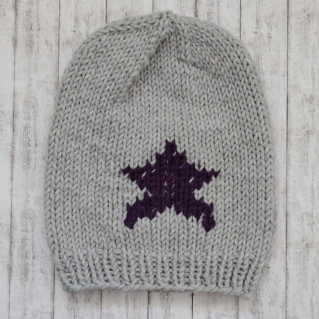 Beanie Star Gr. 50-54 grau/aubergine
