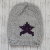 Beanie Star Gr. 50-54 grau/aubergine