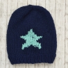 Beanie Star Gr. 50-54 dunkelblau/mint