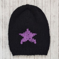Beanie Star Gr. 50-54 schwarz/lavendel