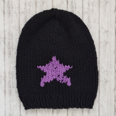 Beanie Star Gr. 50-54 schwarz/lavendel
