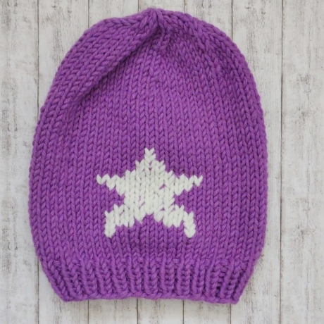 Beanie Star Gr. 50-54 lavendel/natur