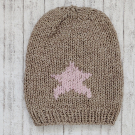 Beanie Star Gr. 50-54 sisal/rosa