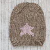 Beanie Star Gr. 50-54 sisal/rosa