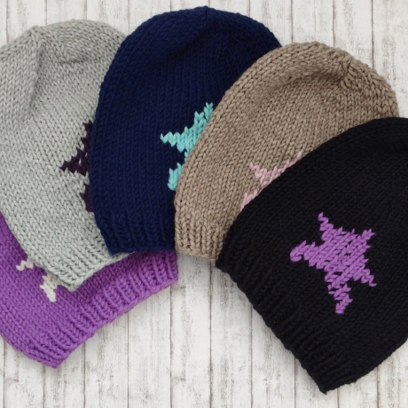 Beanie Star Gr. 50-54 lavendel/natur