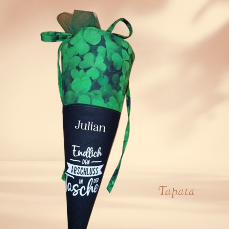 Abschlusstüte zum Schulabschluss - Kleeblatt personalisierbar
