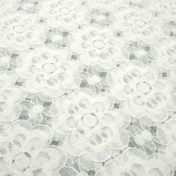 Stoff Spitze Spitzenstoff Blumenmuster cremeweiß Kleiderstoff