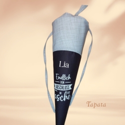 Abschlusstüte zum Schulabschluss - Hellbraun gestrichelt