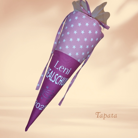 Schultüte Übertritt 5. Klasse - Altrosa Sterne personalisierbar