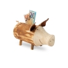 Sparschwein/Spardose, klein, ohne Rinde – handgefertigt aus Holz