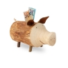 Sparschwein/Spardose, mittel, ohne Rinde – handgefertigt aus Holz