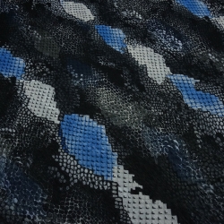 Stoff Crêpe Chiffon mit Schlangenmuster Design schwarz blau grau