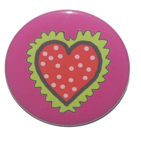 Button 50 mm mit Anstecknadel Motiv Herz Liebe