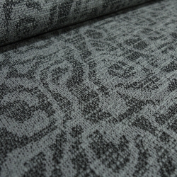 Stoff Feinstrick Jacquard geometrisches Muster grau schwarz