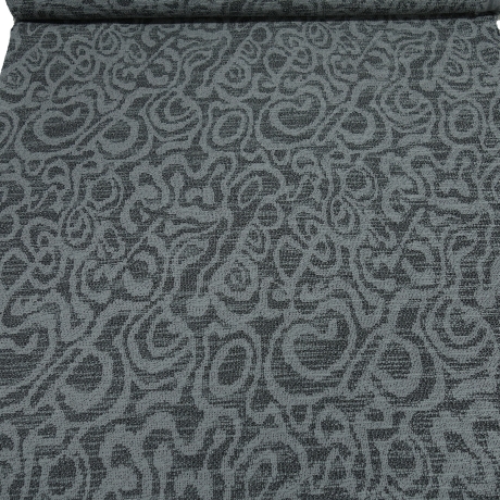 Stoff Feinstrick Jacquard geometrisches Muster grau schwarz