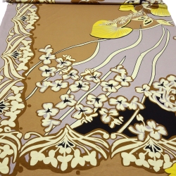 Stoff Viskose Jersey Blumen Ranken braun beige taupé gelb bunt