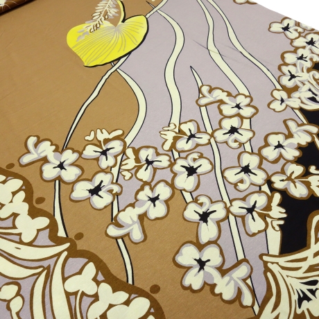 Stoff Viskose Jersey Blumen Ranken braun beige taupé gelb bunt