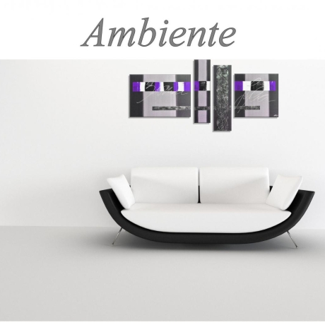 MK1 Art Bild Leinwand Abstrakt Kunst Malerei Acrylbild lila grau