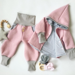 Wichteljacke aus Wollwalk Gr.62/68 rosa, Zwergenjacke handmade