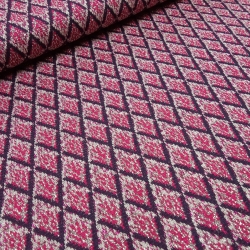 Stoff Viskose Lurex Glitzer Jersey retro Rauten pink lila weiß