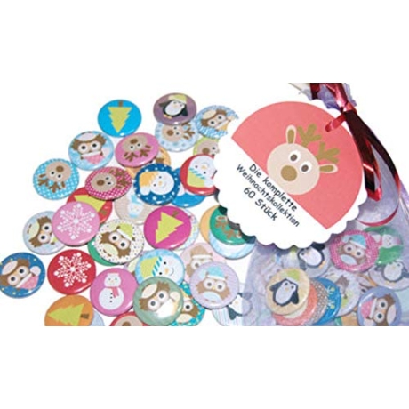 Komplette Weihnachtskollektion 60 x Buttons 25mm Set Weihnachten 