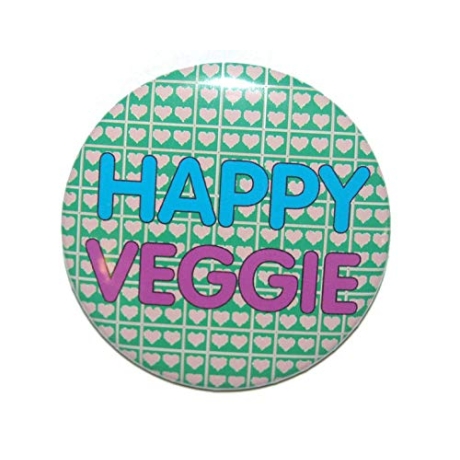 Kühlschrankmagnet Magnet 50mm rund Spruch Happy Veggie