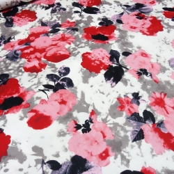 Stoff Baumwolle Stretch Rosen Blumenmuster weiß rot rosa grau sw