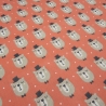 Stoff 100% Baumwolle Popeline Bär Bärenkopf orange beige weiß