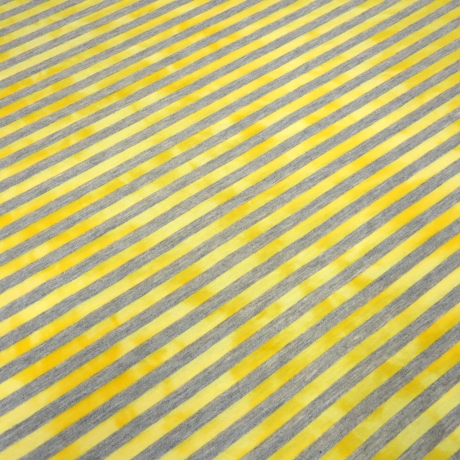 Stoff Baumwolle Jersey 9 mm Batik Streifen grau gelb gestreift