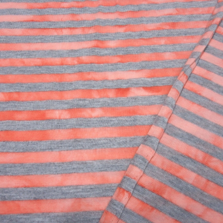 Stoff Baumwolle Jersey 9 mm Batik Streifen grau rot gestreift