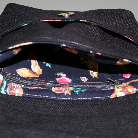 kleine Umhängetasche Damen/Clutch/Handtasche/Fuchs Motiv/grau